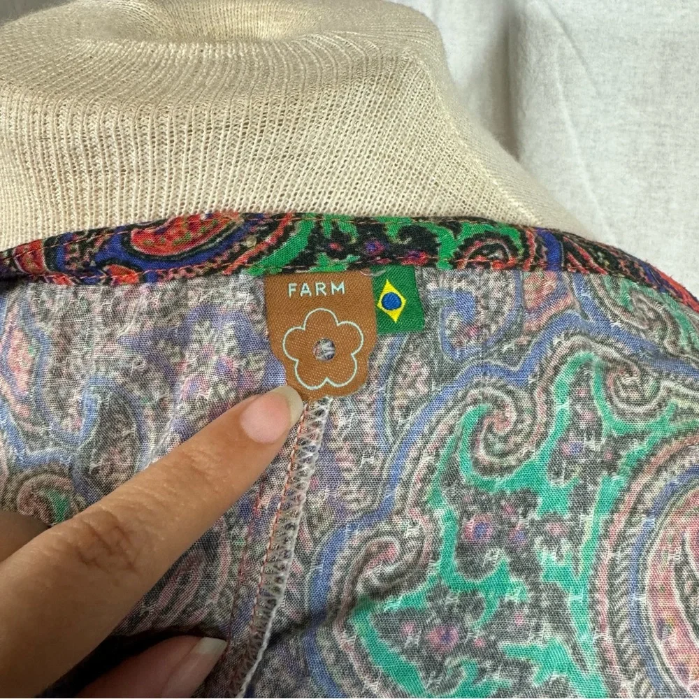 Farm Rio V-Neck Caftan Dress in Multicolor Paisley Print Size Medium - Picture 13 of 16